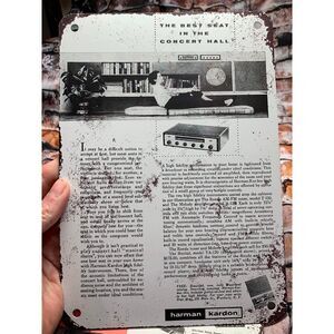 Vintage Advertising Metal Sign 10 x 7 Harmon Kardon Receiver Stereo Distressed